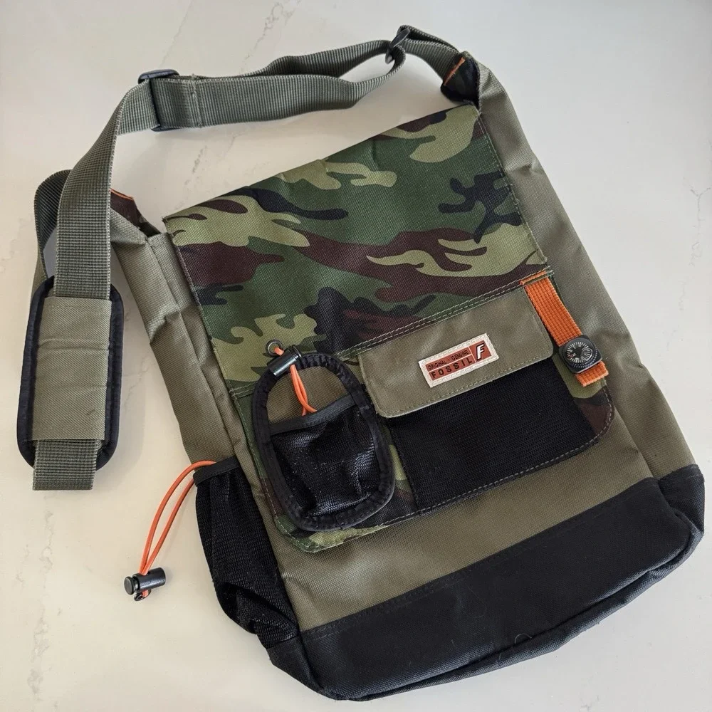Fossil‎ Messenger Bag Camo Green Field Tactical Travel Mens Unisex Crossbody
